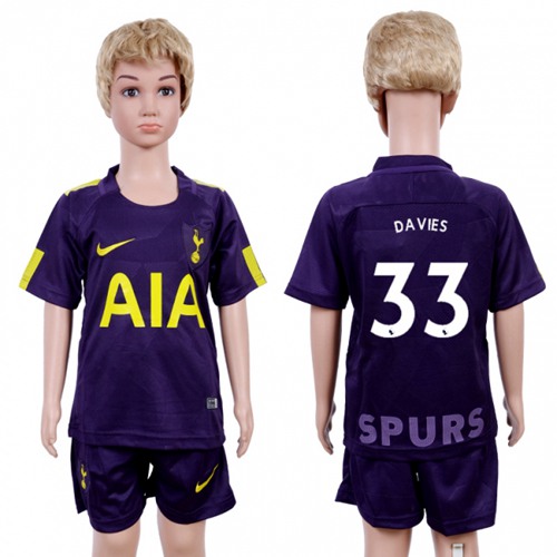 Tottenham Hotspur #33 Davies Sec Away Kid Soccer Club Jersey